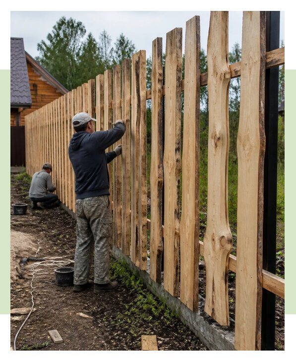 Строительство забора из горбыля под ключ на участке в Соликамске